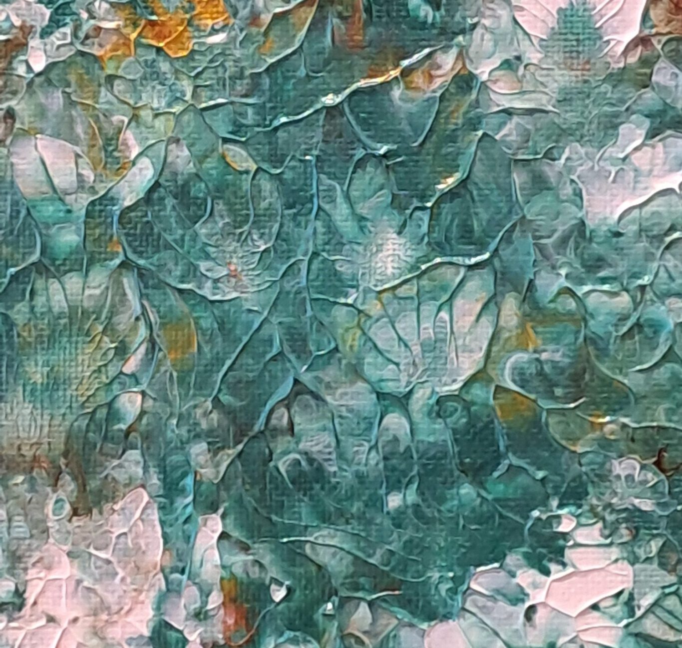 Détail toile abstraite colorée avec nervure en relief Œuvre acrylique colorée aux effets texturés et nervures en en relief