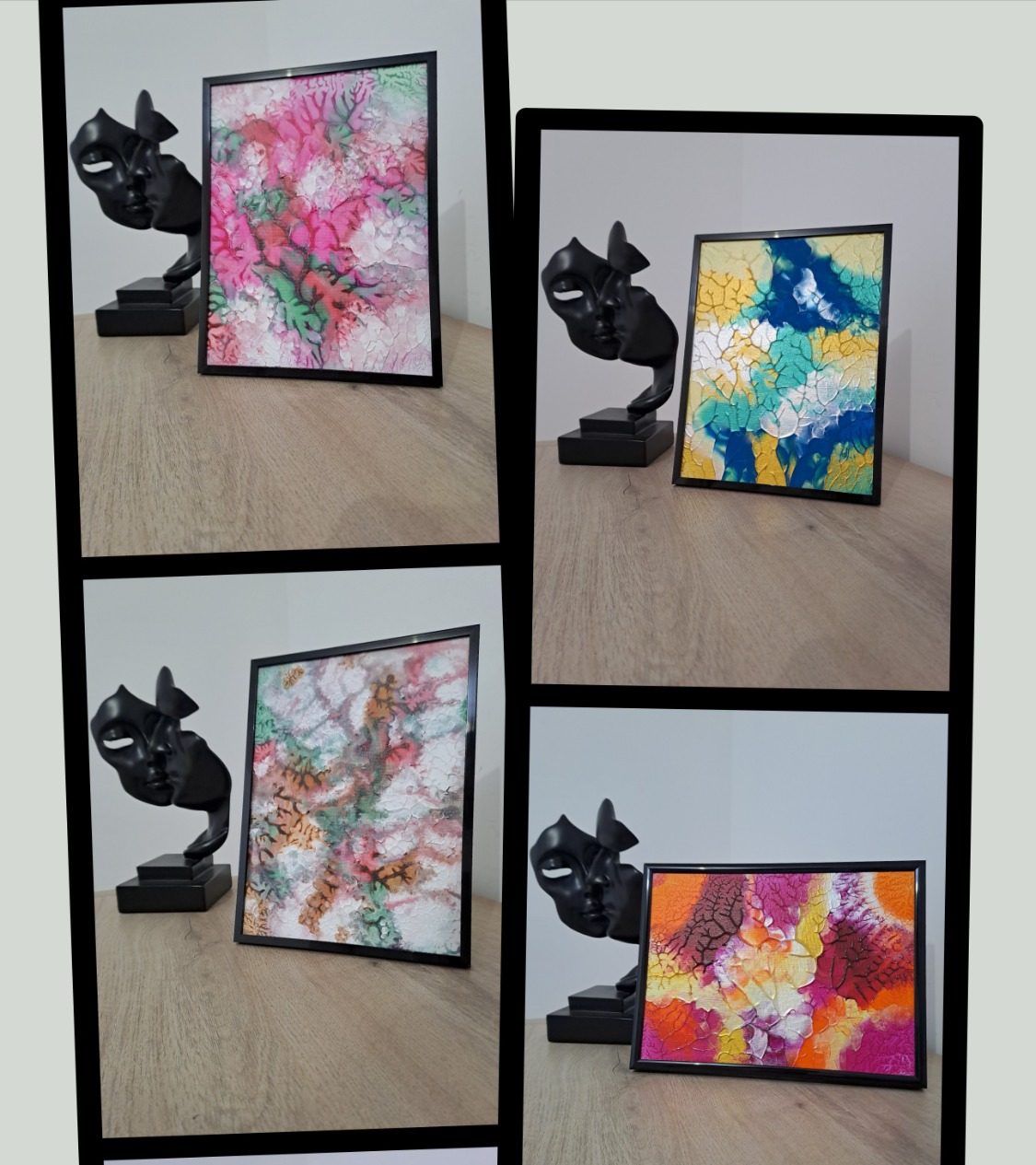 Toiles colorées nervurées et texturées CychaCréation œuvre acrylique unique colorée et texturée